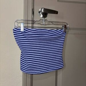 Blue and White Striped Tube Top